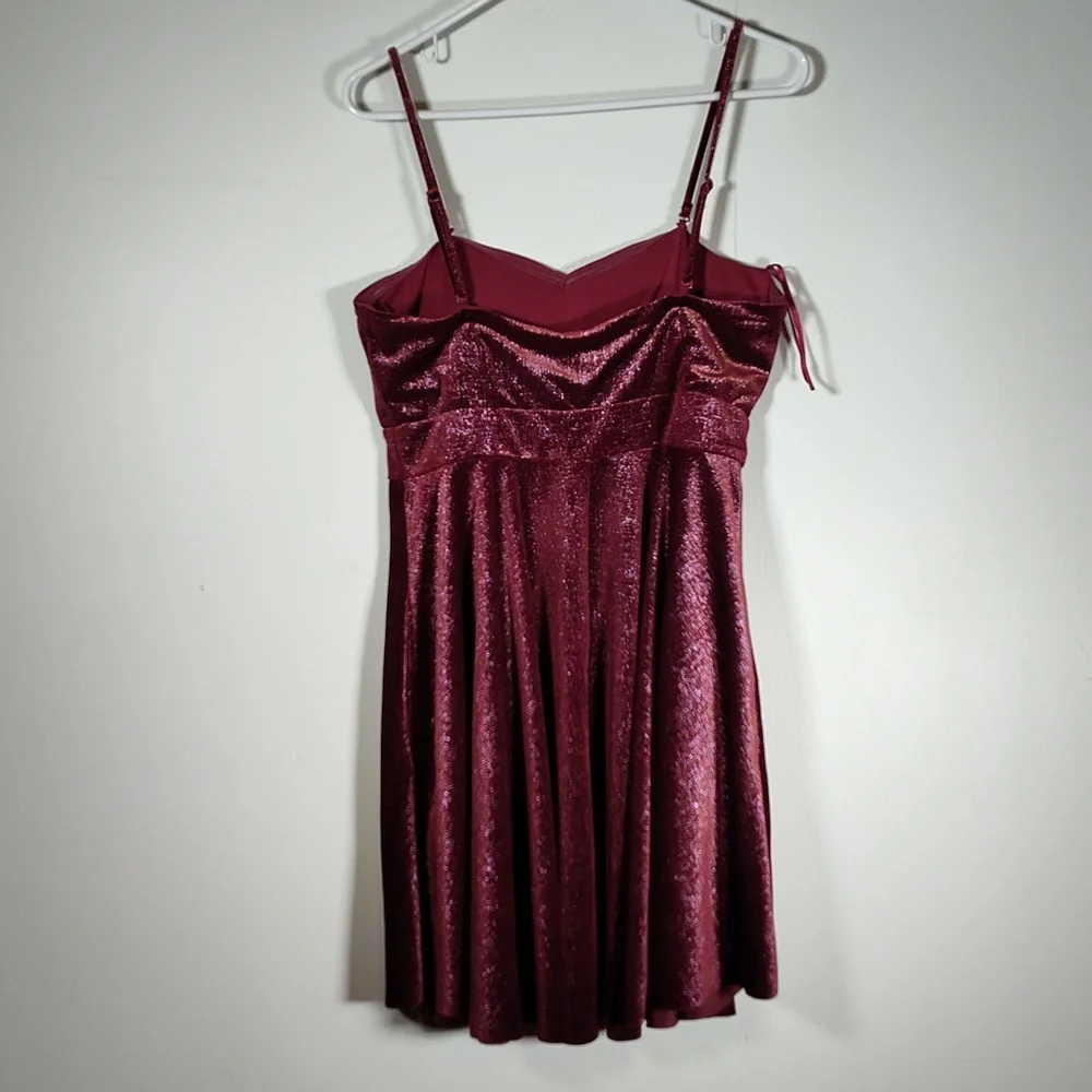 Free People Shattered Shine‎ velvet mini dress berry pink L